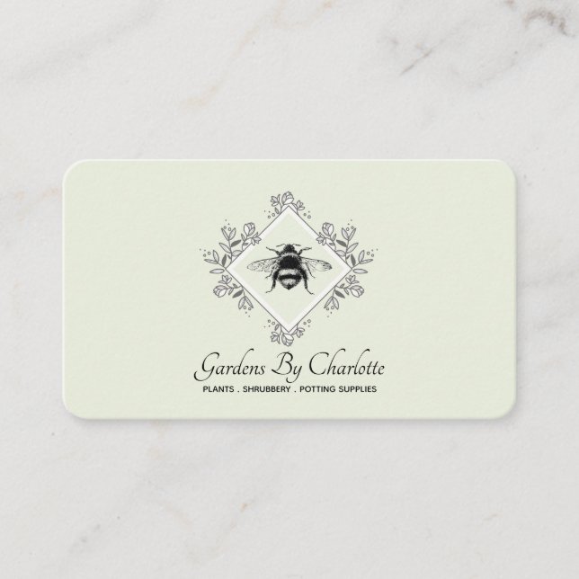 Carte De Visite Jardin Jardinage Miel Abeille Avec Logo Floral (Devant)