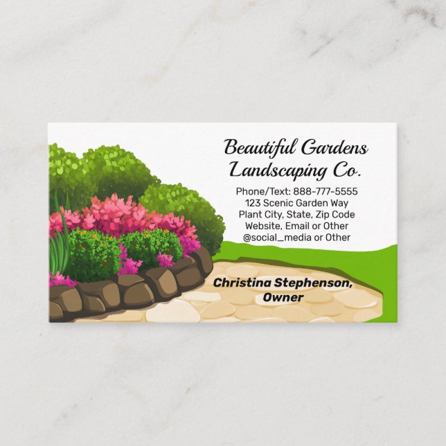 Carte De Visite Jardin Lit Paysage Design Paysage Entrepreneur (Devant)