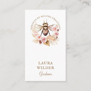 Carte De Visite Jardin Miel Abeille Blush Crème Rose Florale