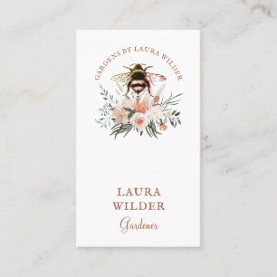 Carte De Visite Jardin Miel Abeille Blush Pêche rose Floral