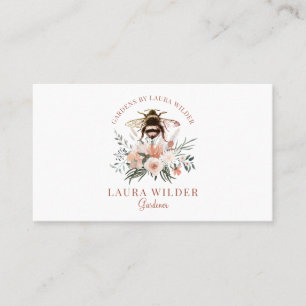 Carte De Visite Jardin Miel Abeille Blush Pêche rose Floral
