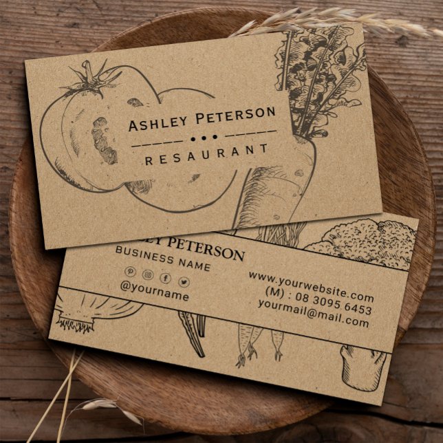 Carte De Visite Jardin potager sain et papier artisanal (our vegetable garden business card on craft paper is perfect for nature-inspired brands #healthy)