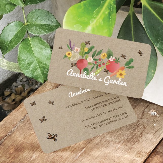 Carte De Visite Jardin végétal Medley & Papillons Rustique (Créateur téléchargé)