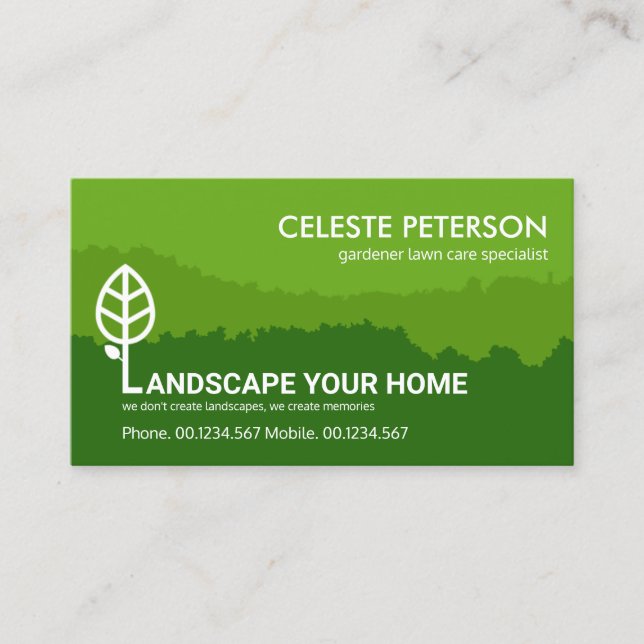 Carte De Visite Jardin vert Couches Paysage Garderie Jardinage (Devant)