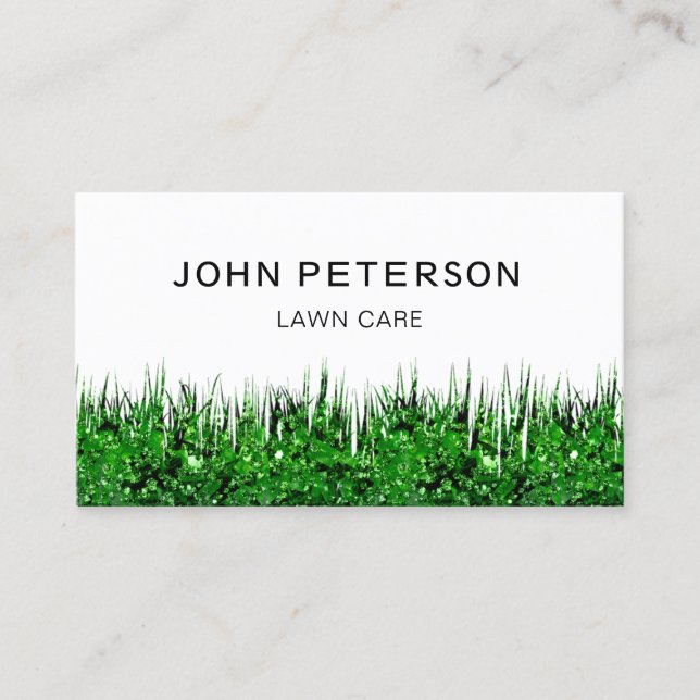 Carte De Visite Jardinage de la pelouse Paysage vert blanc (Devant)