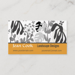 Carte De Visite Jardinage floral audacieux blanc noir luxuriant