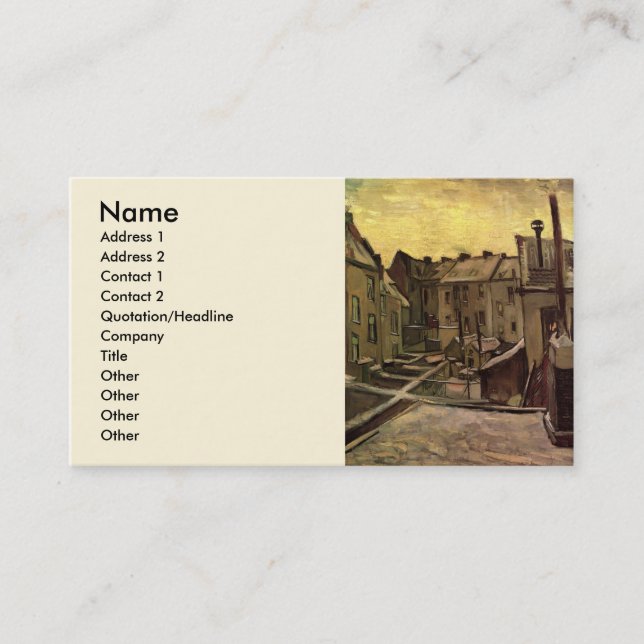 Carte De Visite Jardins de vieilles maisons par Vincent van Gogh (Devant)