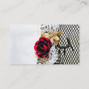 Carte De Visite Jarretière romantique de rose rouge et de mariage