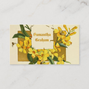 Carte De Visite Jasmin jaune vintage fleurs personnalisé floral