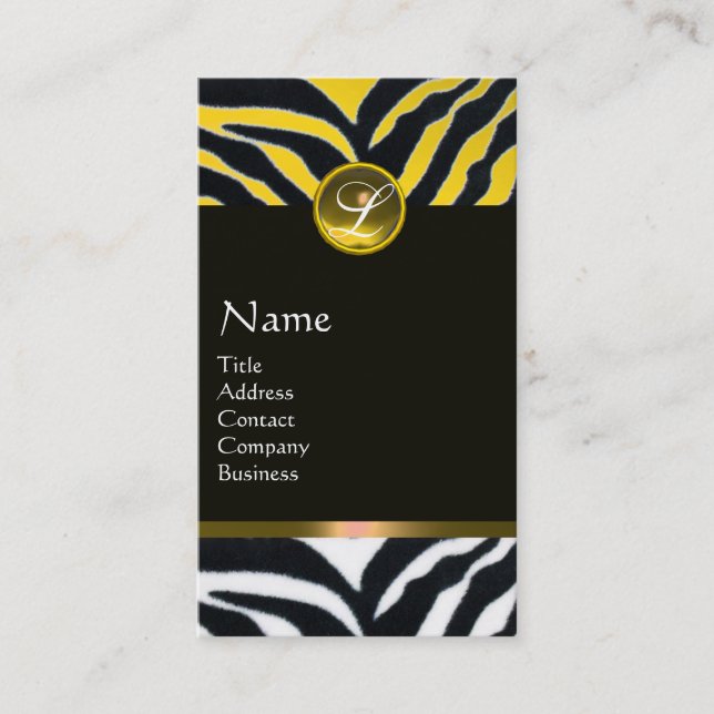 Carte De Visite JAUNE BLACK ZEBRA FUR MONOGRAM, Topaz (Devant)