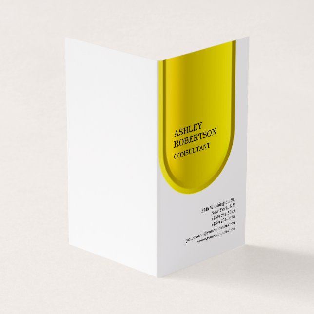 Carte De Visite Jaune blanc moderne professionnel tendance minimal (Extérieur)