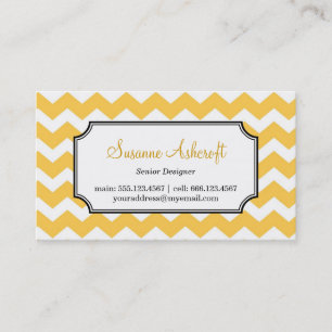 Carte De Visite Jaune chevron zigzag motif de style personnel