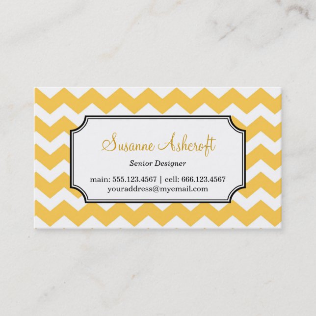 Carte De Visite Jaune chevron zigzag motif de style personnel (Devant)