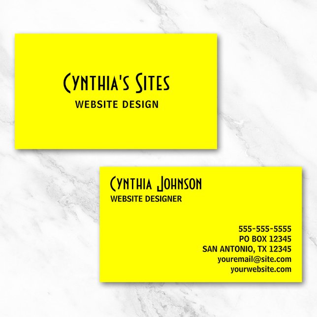 Carte De Visite Jaune clair (Bright Yellow Business Card)