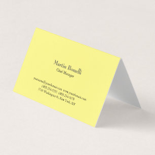 Carte De Visite Jaune clair simple classique unique