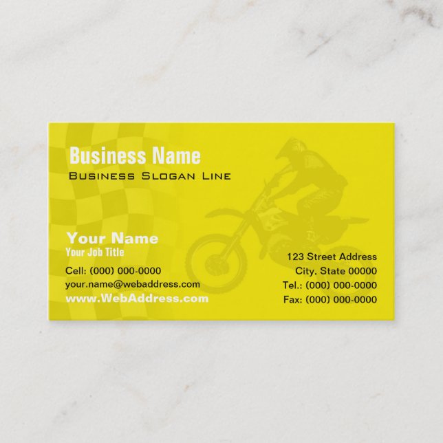 Carte de visite jaune de motocross de Suzuki (Devant)