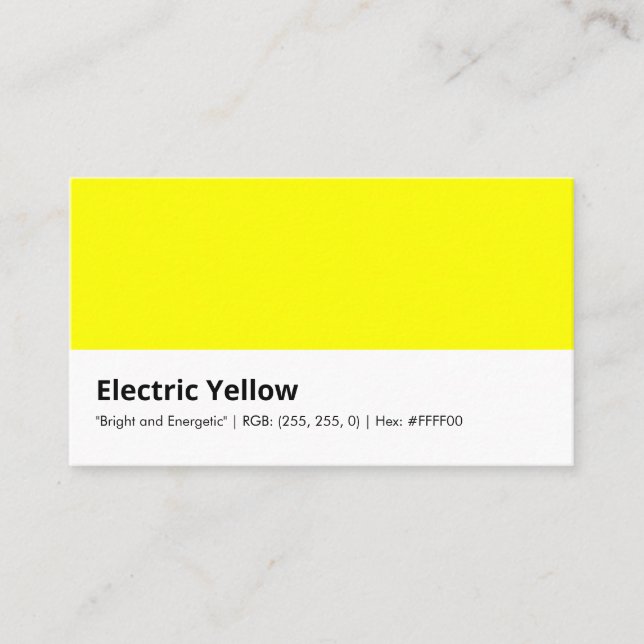 Carte De Visite Jaune électrique | "Lumineux et énergiques" (Devant)