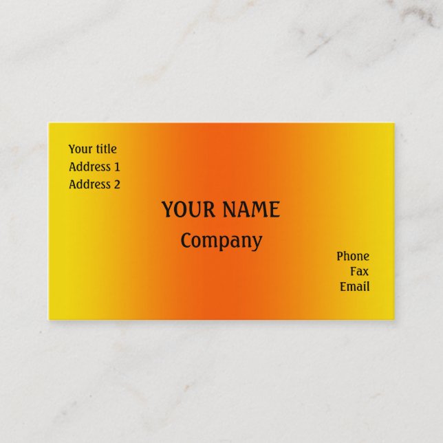 Carte De Visite Jaune et orange (Devant)