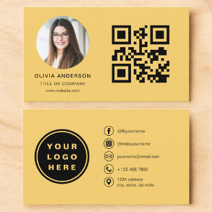 Carte de visite jaune minimaliste moderne avec cod