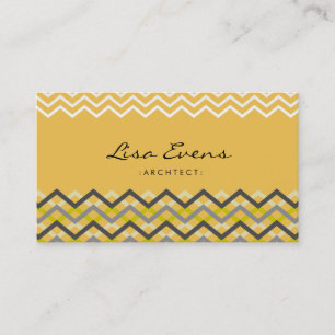 Carte de visite jaune Motif Chevron classique
