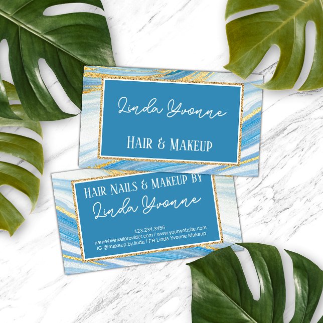 Carte De Visite Jaune or clair marbre bleu Agate Art Motif (Créateur téléchargé)