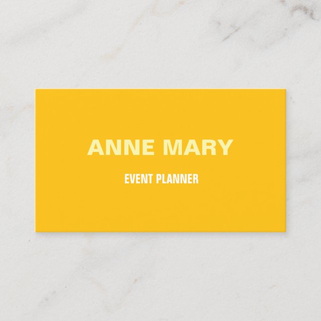 Carte De Visite Jaune Orange Professionnel Gestionnaire d'événemen (Devant)