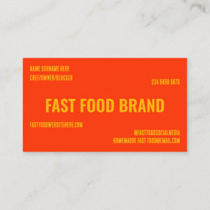 Carte De Visite Jaune Red Fast Food Burger Restaurant Poulet