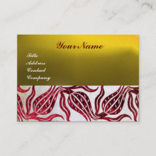 Carte De Visite Jaune ROUGE de Bourgogne de MONOGRAMME de TULIPES