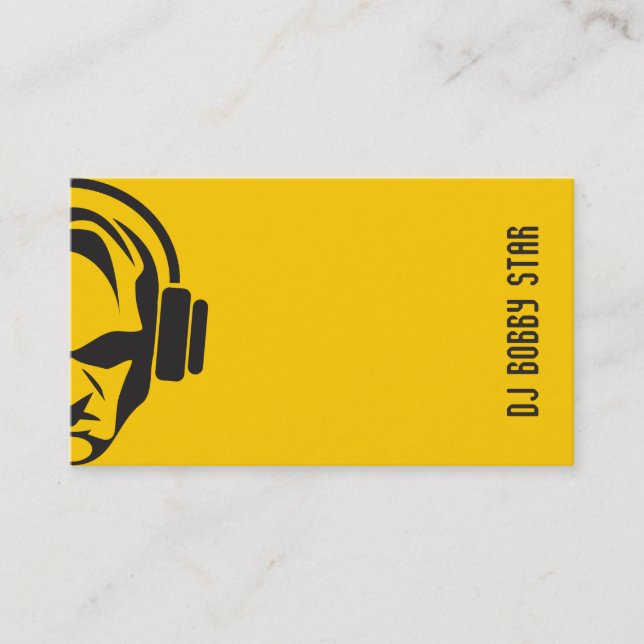 Carte De Visite Jaune simple professionnel DJ avec le logo (Devant)