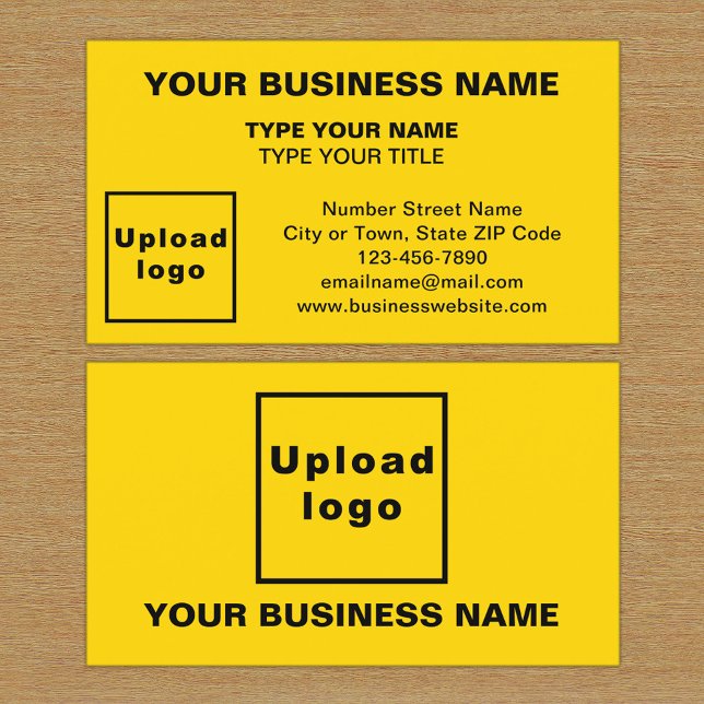 Carte de visite jaune style centré (The front and back of the yellow business card)