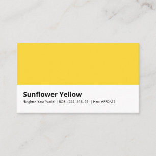 Carte De Visite Jaune Tournesol   Couleur "Éclairer Votre Monde"