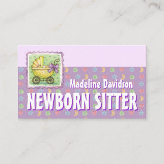 Carte De Visite Jaune Trolley Nouveau-né Babsitting Purple
