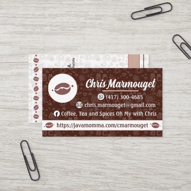 Carte de visite Java Momma (Devant/Arrière en situation)