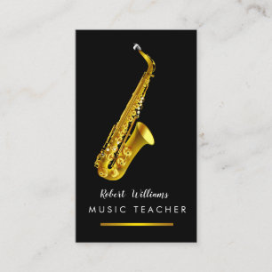 Carte De Visite Jazz d'or de musicien d'instrument de saxophone de