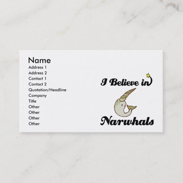 Carte De Visite je crois aux narvals (Devant)