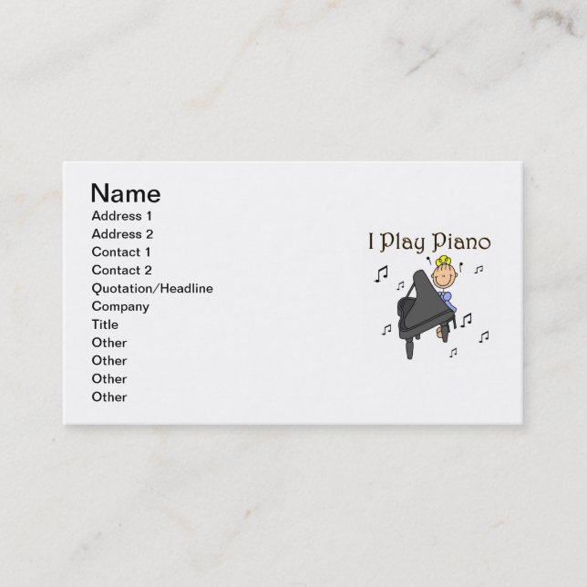 Carte De Visite Je joue le T-shirts et les cadeaux de piano (Devant)