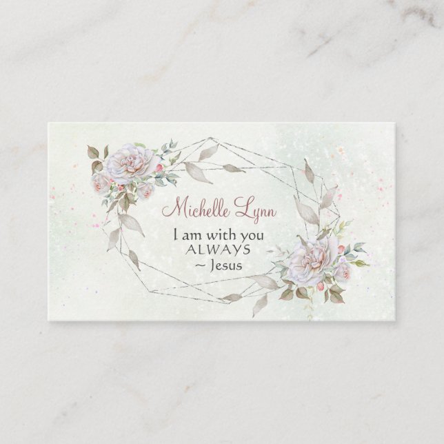Carte De Visite Je suis avec vous toujours ~Jesus Mots Géométrique (Devant)