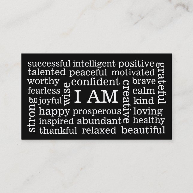 Carte De Visite JE SUIS des affirmations positives pour la santé (Devant)