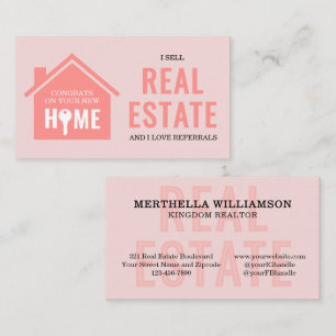 Carte De Visite Je vends des biens immobiliers Realtor Rose Pâle