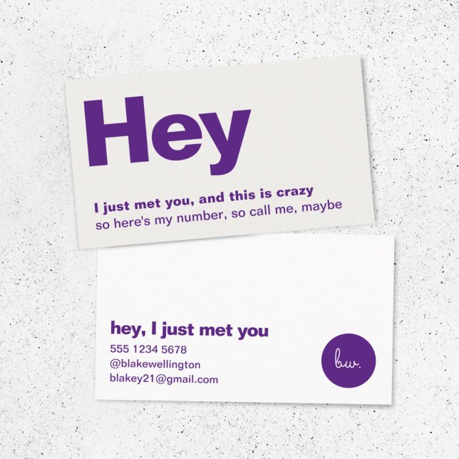 Carte De Visite Je Viens De Vous Rencontrer. | Fun Purple Dating M (Créateur téléchargé)