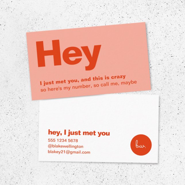 Carte De Visite Je Viens De Vous Rencontrer. | Red Pink Dating Me (Créateur téléchargé)