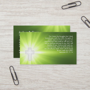 Carte De Visite Jérémie 29 ; 11-14 - Croix religieuse - vert