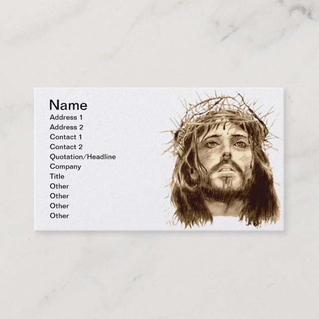 Carte De Visite Jésus-Christ avec une couronne des épines (Devant)