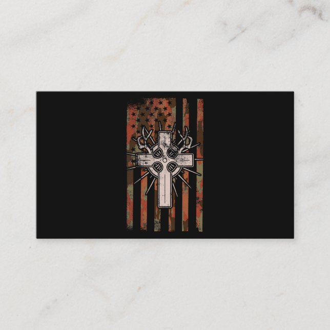 Carte De Visite Jésus Christian Cross Chasse drapeau américain Cam (Devant)