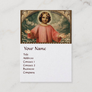 Carte De Visite JÉSUS ENFANT AVEC ANGELS ET COURONNES DE NOËL, per