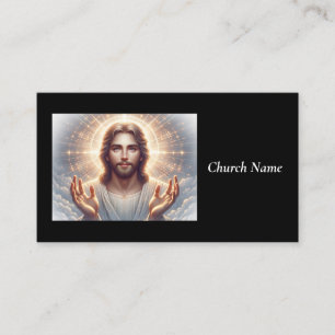 Carte De Visite Jésus souriant avec des mains accueillantes