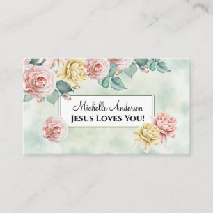 Carte De Visite Jésus T'Aime ! Belles Roses Roses Roses Roses Rose