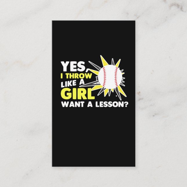 Carte De Visite Jetez Comme Une Fille De Baseball (Devant)
