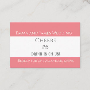 Carte De Visite Jeton Mariage rose simple