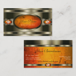 Carte De Visite Jeu de yeux Chrome Effet Motif en marbre orange
